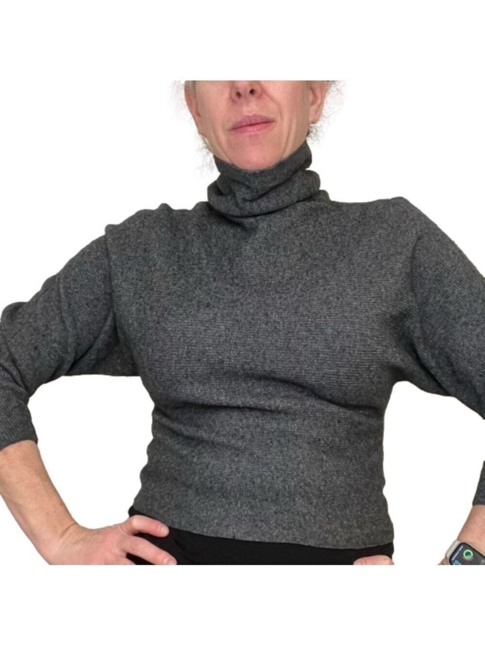 ARITZIA BABATON Wool Linen Blend Turtleneck Sweater, Grey, XS
